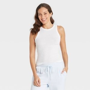 Women's Ribbed Tank Top - A New Day White